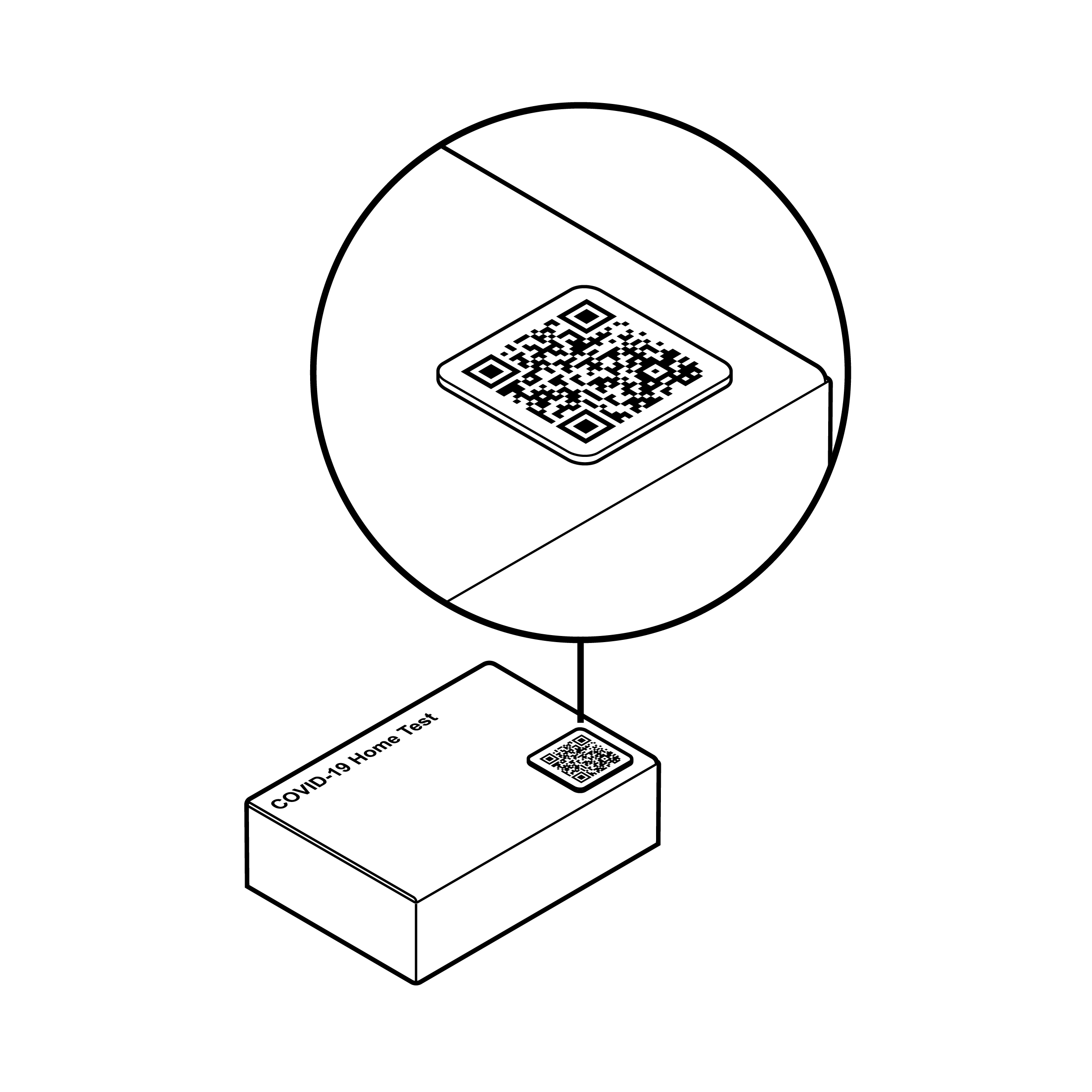 Box with raised QR code sticker.