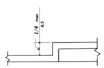 Cross section drawing showing a maximum 1/4 inch vertical change in level.