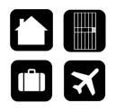 Symbols of residential facility, transient lodging, detention and correctional facilities, and airport