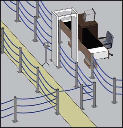 Accessible route adjacent to metal detector