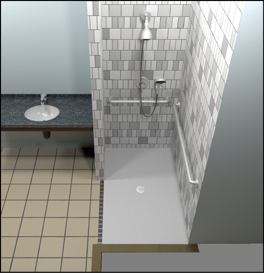 Alternate roll-in shower compartment