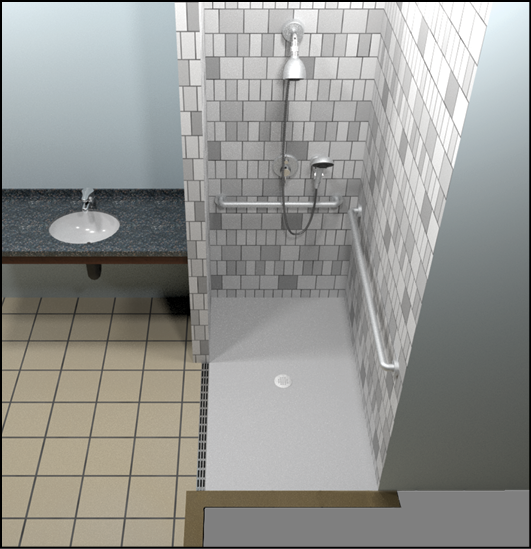 Alternate roll-in shower
compartment