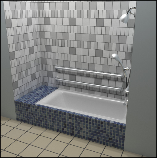 Tub with permanent seat at head end
