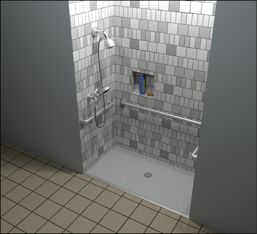 standard roll-in
shower