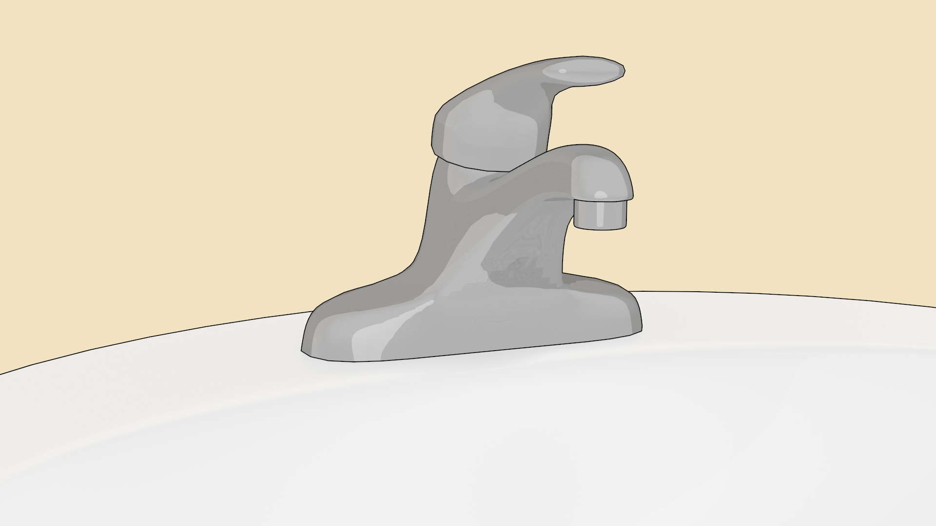 Close-up view of a single-lever manual faucet.