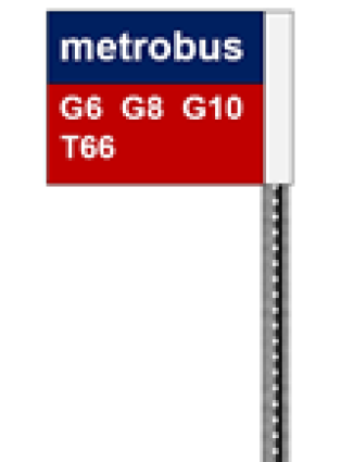 Sign post: metrobus, G6 G8 G10 T60