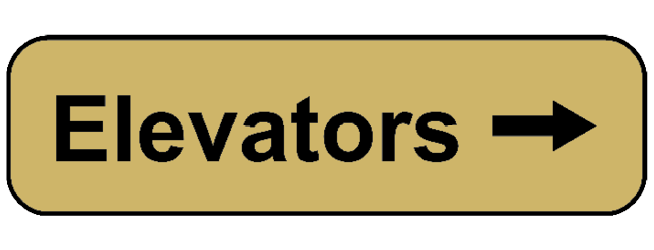 Sign: Elevators with arrow pointing right