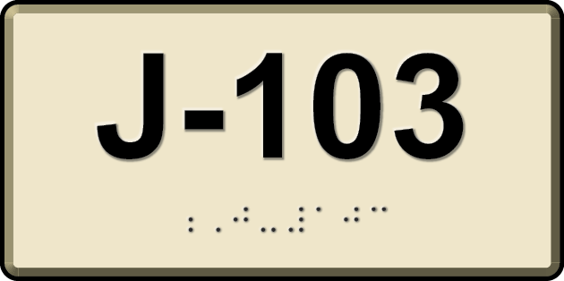 J-103: room number sign with raised characters and braille