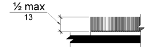 Carpet is shown in cross section with a pile height of ½ inch (13 mm) maximum, measured from the backing.