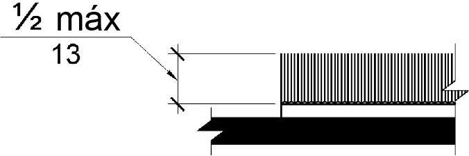 La alfombra se muestra en sección transversal con una altura de pilote de 1/2 pulgada (13 mm) como máximo, medida desde el respaldo