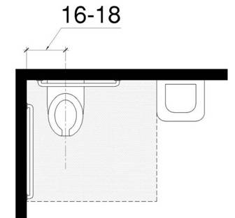 Clear floor space at toilets (60 inches wide by 56 inches deep, minimum) permits space for side transfers. Lavatories are not permitted to overlap this space