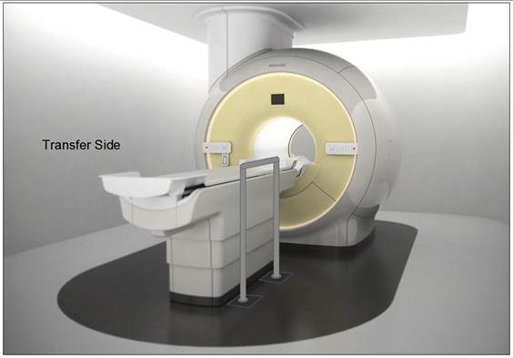 Illustration of a detachable floor mounted support for imaging equipment.  The support could be made to be both height adjustable and detachable at floor level.