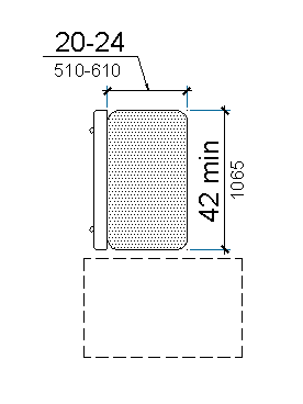 Bench with adjacent clear area for wheelchair user (plan view).