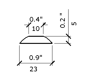 Section of dome from a detectable warning. Drawing shows height, top and bottom dimensions.