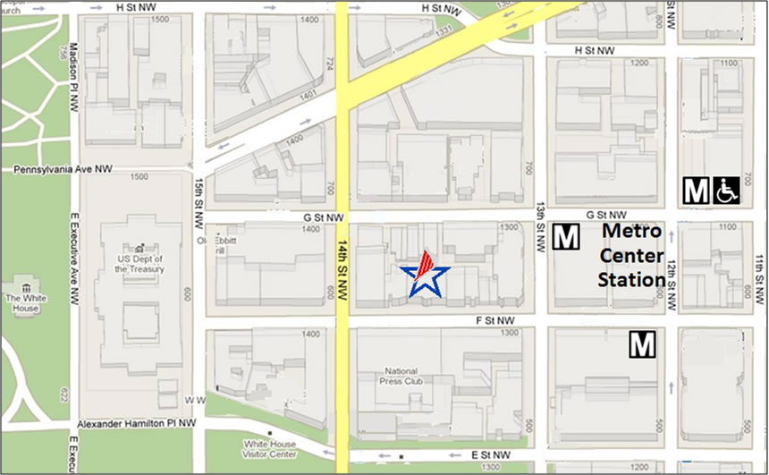 detail of map showing Board office on F Street, north side, mid-block between 13th and 14th Streets, Northwest DC