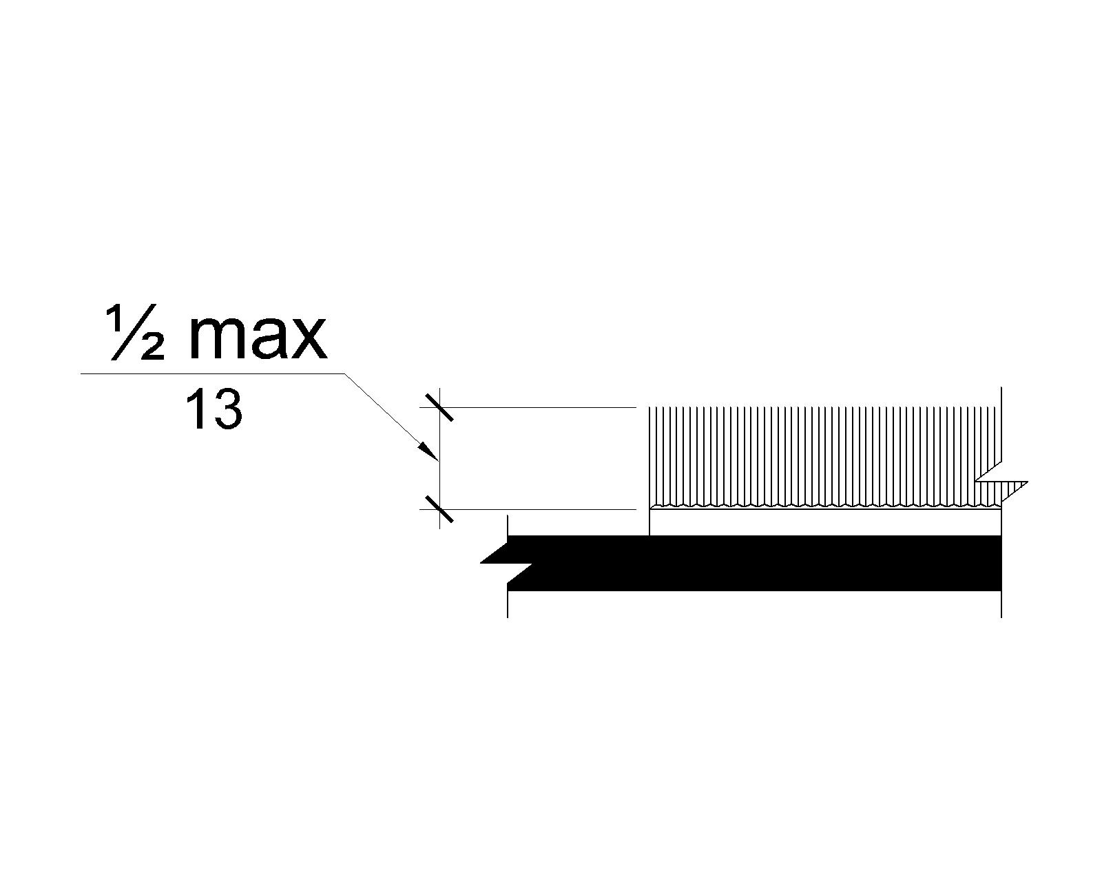 Carpet is shown in cross section with a pile height of 2 inch (13 mm) maximum, measured from the backing.