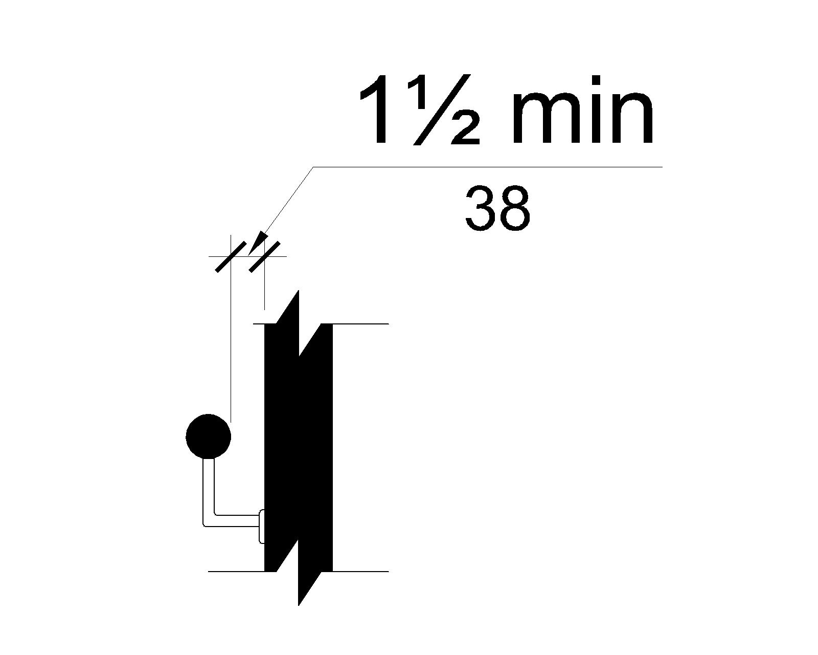 The clearance between the handrail and wall is shown to be 1½ inches (38 mm) minimum.