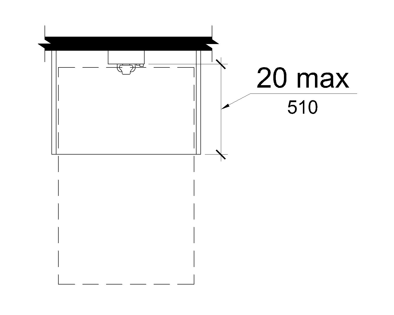 The maximum distance from the front edge of a counter within the telephone enclosure to the face of the telephone is 20 inches (510 mm).  The telephone enclosure overlaps the clear deck space for a forward approach.