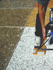 Rotational penetrometer is used to measure the firmness and stability of test surfaces (photo).