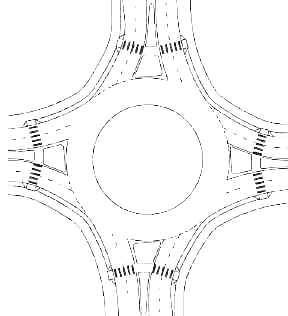 Figure 2. Typical urban double-lane roundabout in plan view