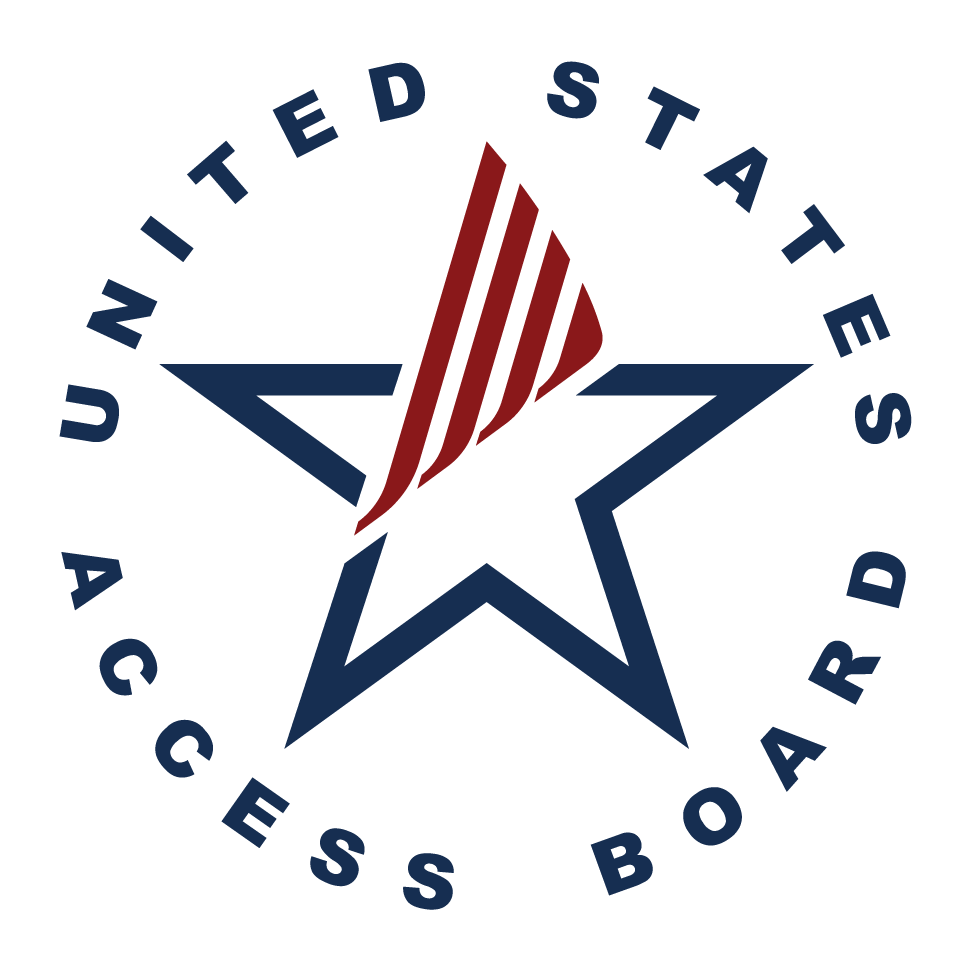 Logo of the U.S. Access Board is a blue and red star with the name of the agency circling the star