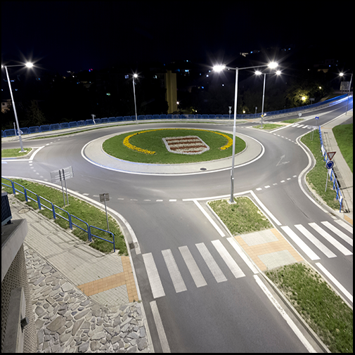 Aerial view of a roundabout