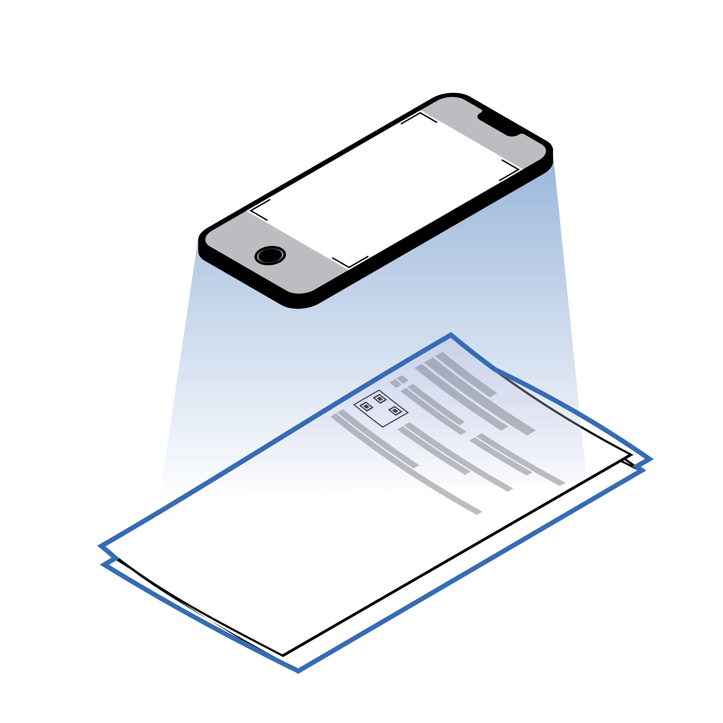 Mobile phone hovering over a folded panel of test instructions.