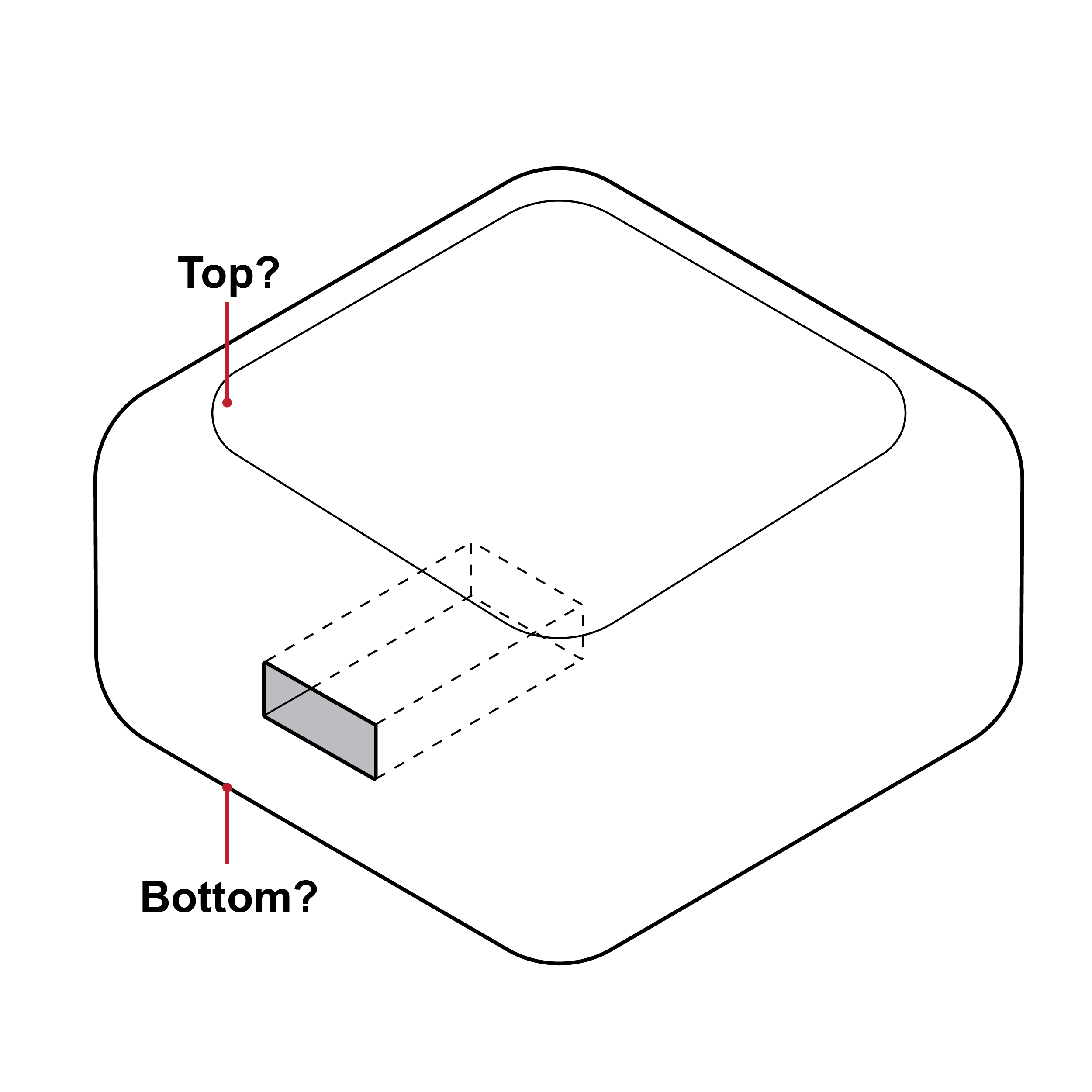 Test reader with square form factor. All sides are rounded and there are no remarkable features to distinguish orientation.