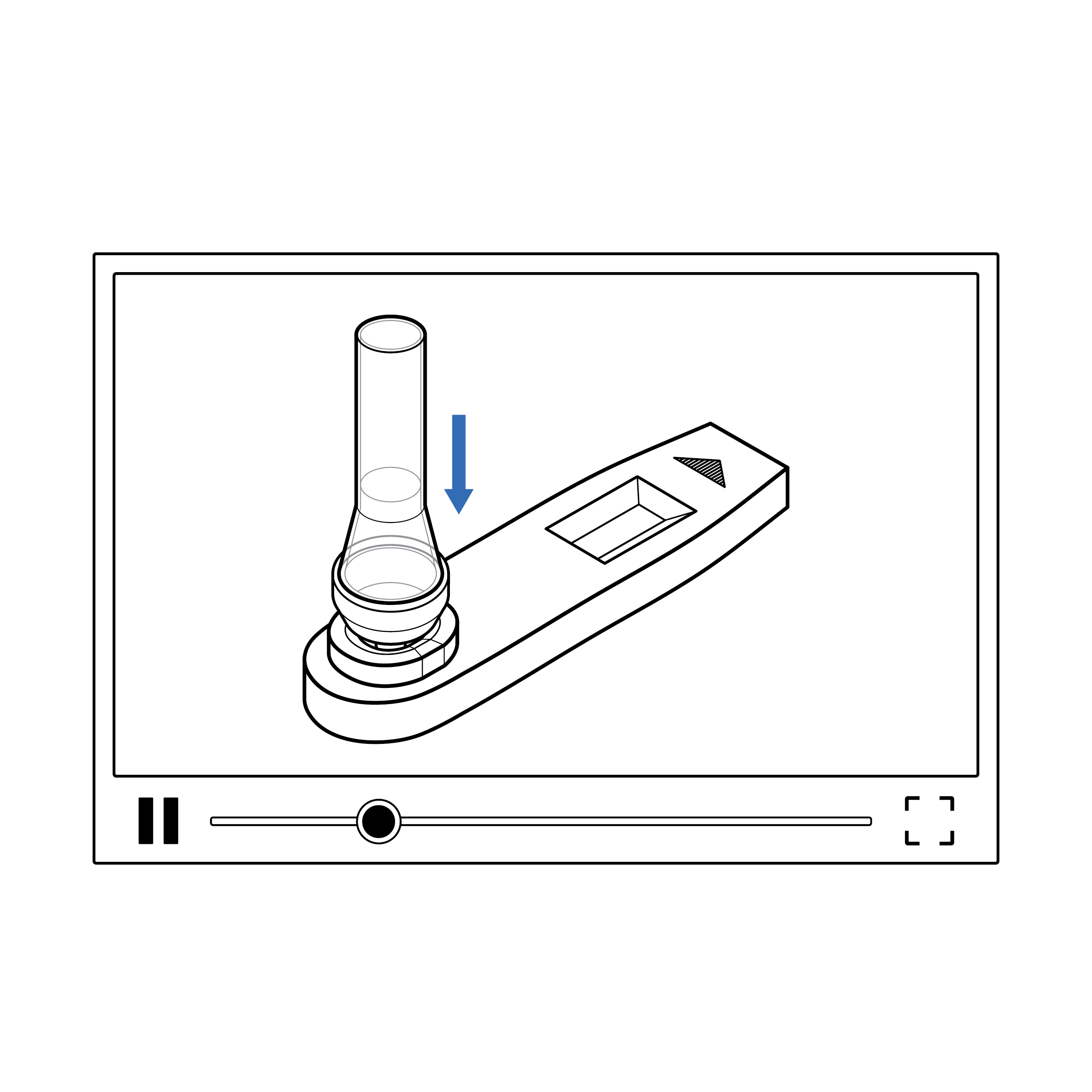 Video screen showing a vial docking to a cassette.